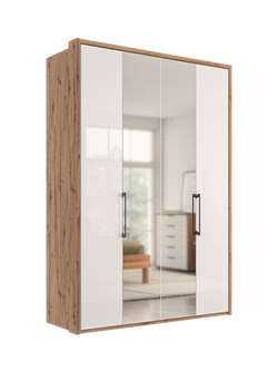 John Lewis Osaka 1.5m Bi-Fold Wardrobe with 2 Glass Doors & 2 Mirrored Doors, White