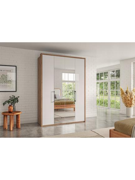 John Lewis Osaka 1.5m Bi-Fold Wardrobe with 2 Glass Doors & 2 Mirrored Doors - view 2, White Oak