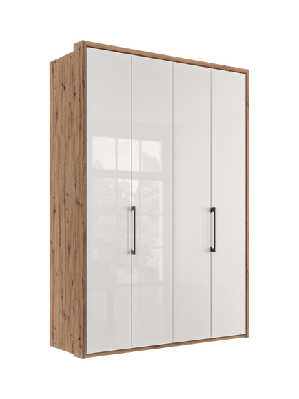 John Lewis Osaka 1.5m Bi-Fold Wardrobe with 4 Glass Doors, White Oak