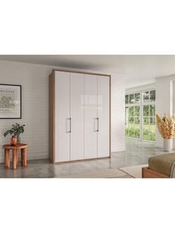 John Lewis Osaka 1.5m Bi-Fold Wardrobe with 4 Glass Doors - view 2, White Oak