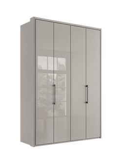 John Lewis Osaka 1.5m Bi-Fold Wardrobe with 4 Glass Doors, Pebble Grey