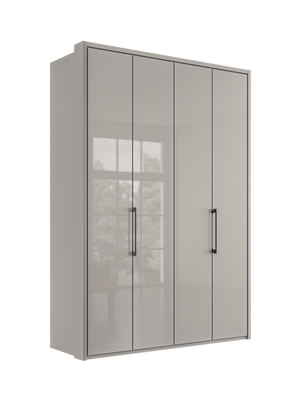 John Lewis Osaka 1.5m Bi-Fold Wardrobe with 4 Glass Doors, Pebble Grey