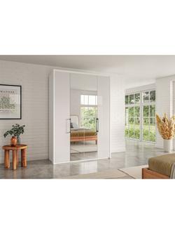 John Lewis Osaka 1.5m Bi-Fold Wardrobe with 2 Glass Doors & 2 Mirrored Doors, White