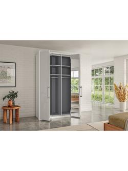 John Lewis Osaka 1.5m Bi-Fold Wardrobe with 2 Glass Doors & 2 Mirrored Doors - view 2, White