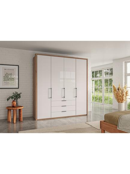 John Lewis Osaka 2m Bi-Fold Wardrobe with 4 Glass Doors & 3 Glass Drawers - view 2, White Oak