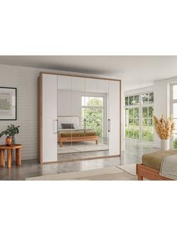 John Lewis Osaka 2.25m Bi-Fold Wardrobe with 2 Glass Doors & 4 Mirrored Doors - view 2, White