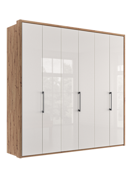 John Lewis Osaka 2.25m Bi-Fold Wardrobe with 6 Glass Doors, White Oak