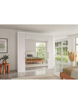 John Lewis Osaka 2.25m Bi-Fold Wardrobe with 2 Glass Doors & 4 Mirrored Doors, White