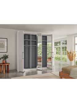 John Lewis Osaka 2.25m Bi-Fold Wardrobe with 2 Glass Doors & 4 Mirrored Doors - view 2, White