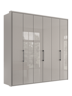 John Lewis Osaka 2.25m Bi-Fold Wardrobe with 6 Glass Doors, Pebble Grey