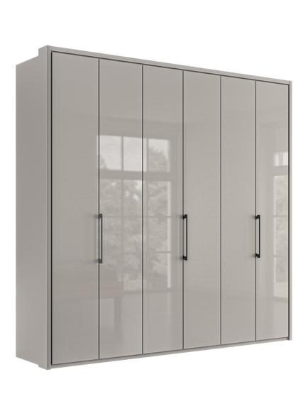 John Lewis Osaka 2.25m Bi-Fold Wardrobe with 6 Glass Doors, Pebble Grey