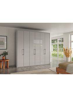 John Lewis Osaka 2.25m Bi-Fold Wardrobe with 6 Glass Doors - view 2, Pebble Grey