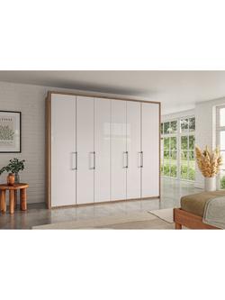 John Lewis Osaka 2.5m Bi-Fold Wardrobe with 6 Glass Doors - view 2, White