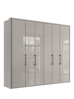 John Lewis Osaka 2.5m Bi-Fold Wardrobe with 6 Glass Doors, Pebble Grey