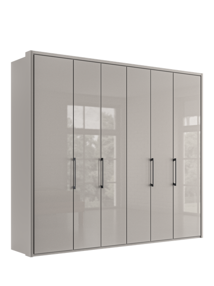 John Lewis Osaka 2.5m Bi-Fold Wardrobe with 6 Glass Doors, Pebble Grey