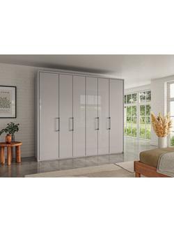 John Lewis Osaka 2.5m Bi-Fold Wardrobe with 6 Glass Doors - view 2, Pebble Grey