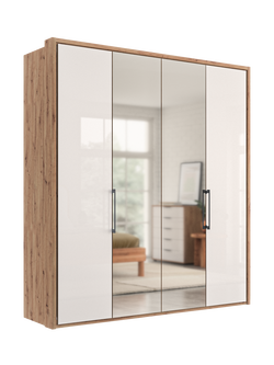 John Lewis Osaka 2m Bi-Fold Wardrobe with 2 Glass Doors & 2 Mirrored Doors, White