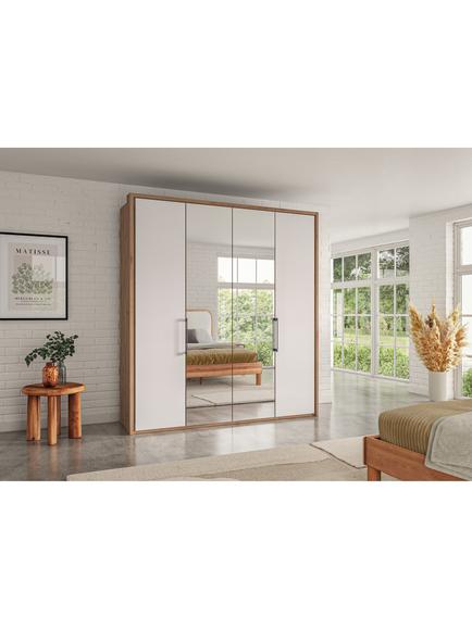 John Lewis Osaka 2m Bi-Fold Wardrobe with 2 Glass Doors & 2 Mirrored Doors - view 2, White Oak