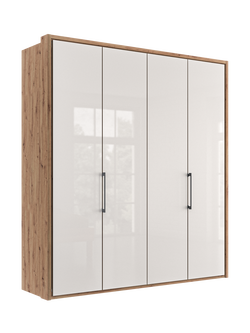 John Lewis Osaka 2m Bi-Fold Wardrobe with 4 Glass Doors, White Oak