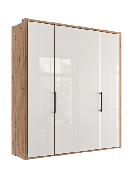 John Lewis Osaka 2m Bi-Fold Wardrobe with 4 Glass Doors, White Oak