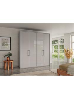 John Lewis Osaka 2m Bi-Fold Wardrobe with 4 Glass Doors - view 2, Pebble Grey