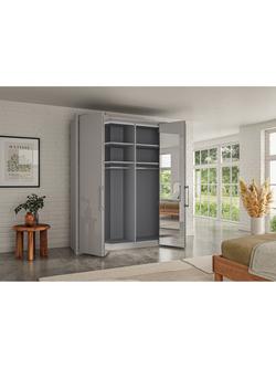 John Lewis Osaka 2m Bi-Fold Wardrobe with 2 Glass Doors & 2 Mirrored Doors - view 2, Pebble Grey