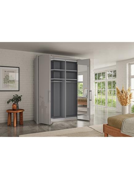 John Lewis Osaka 2m Bi-Fold Wardrobe with 2 Glass Doors & 2 Mirrored Doors - view 2, Pebble Grey