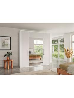 John Lewis Osaka 2m Bi-Fold Wardrobe with 2 Glass Doors & 2 Mirrored Doors, White