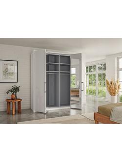 John Lewis Osaka 2m Bi-Fold Wardrobe with 2 Glass Doors & 2 Mirrored Doors - view 2, White