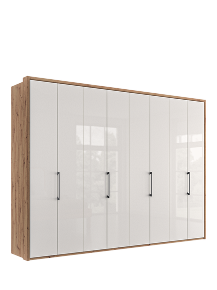 John Lewis Osaka 3m Bi-Fold Wardrobe with 8 Glass Doors, White Oak