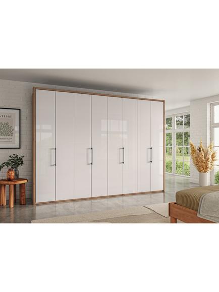 John Lewis Osaka 3m Bi-Fold Wardrobe with 8 Glass Doors - view 2, White Oak