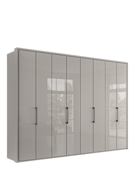 John Lewis Osaka 3m Bi-Fold Wardrobe with 8 Glass Doors, Pebble Grey