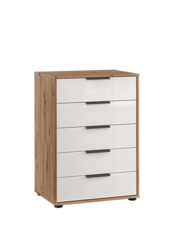 John Lewis Osaka 5 Glass Drawer Chest, White Oak