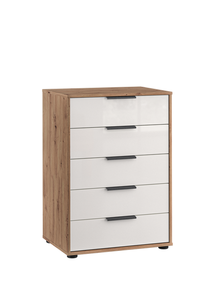 John Lewis Osaka 5 Glass Drawer Chest, White Oak
