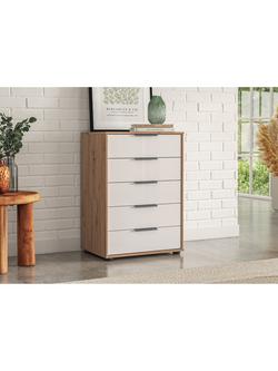 John Lewis Osaka 5 Glass Drawer Chest - view 2, White Oak