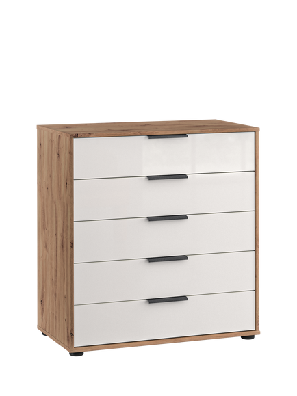 John Lewis Osaka Wide 5 Glass Drawer Chest, White Oak