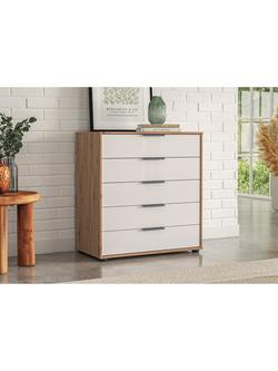 John Lewis Osaka Wide 5 Glass Drawer Chest - view 2, White Oak
