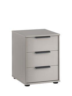 John Lewis Osaka 3 Glass Drawer Bedside Table, Pebble Grey