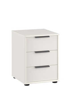 John Lewis Osaka 3 Glass Drawer Bedside Table, White