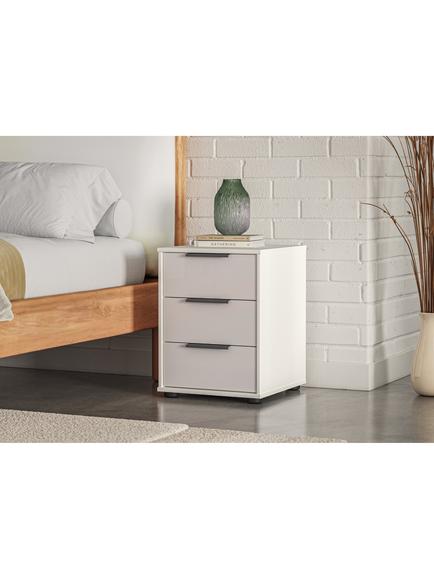John Lewis Osaka 3 Glass Drawer Bedside Table - view 2, White