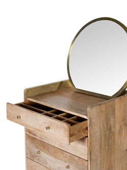 Swoon Fresco 5 Drawer Tallboy Chest with Mirror, Oak - view 2, Oak