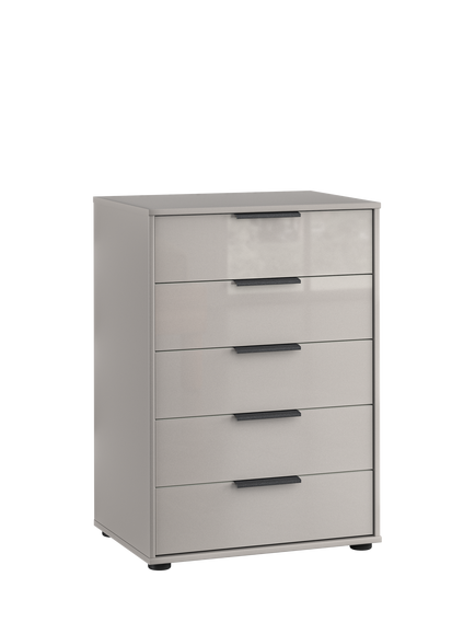 John Lewis Osaka 5 Glass Drawer Chest, Pebble Grey