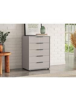 John Lewis Osaka 5 Glass Drawer Chest - view 2, Pebble Grey