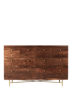 Swoon Halle Mid-Century 8 Drawer Chest, Dark Brown, Dark Brown