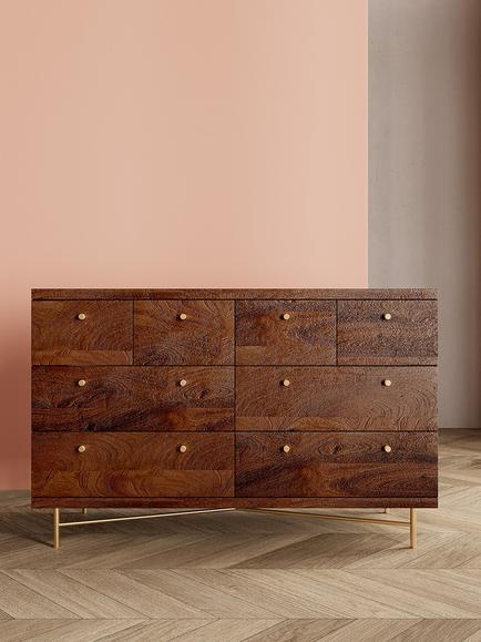 Swoon Halle Mid-Century 8 Drawer Chest, Dark Brown - view 2, Dark Brown
