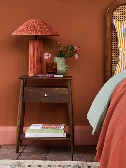 Swoon Auburn 1 Drawer Bedside Table, Light Brown - view 2, Light Brown