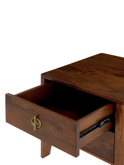 Swoon Morse 2 Drawer Bedside Table, Dark Brown - view 2, Dark Brown