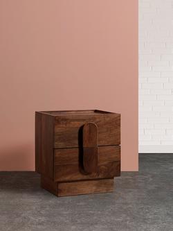 Swoon Rolo 2 Drawer Bedside Table, Light Brown - view 2, Light Brown