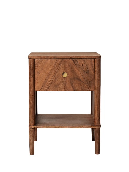 Swoon Shale 1 Drawer Bedside Table, Dark Brown, Dark Brown