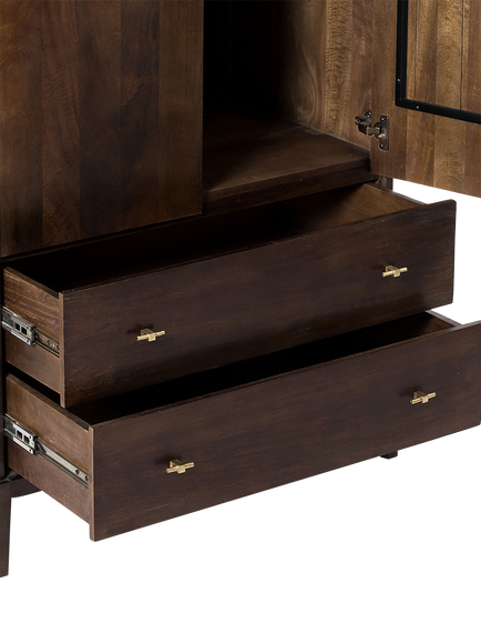 Swoon Verne Double Wardrobe with 2 Drawers, Dark Mango - view 2, Dark Mango